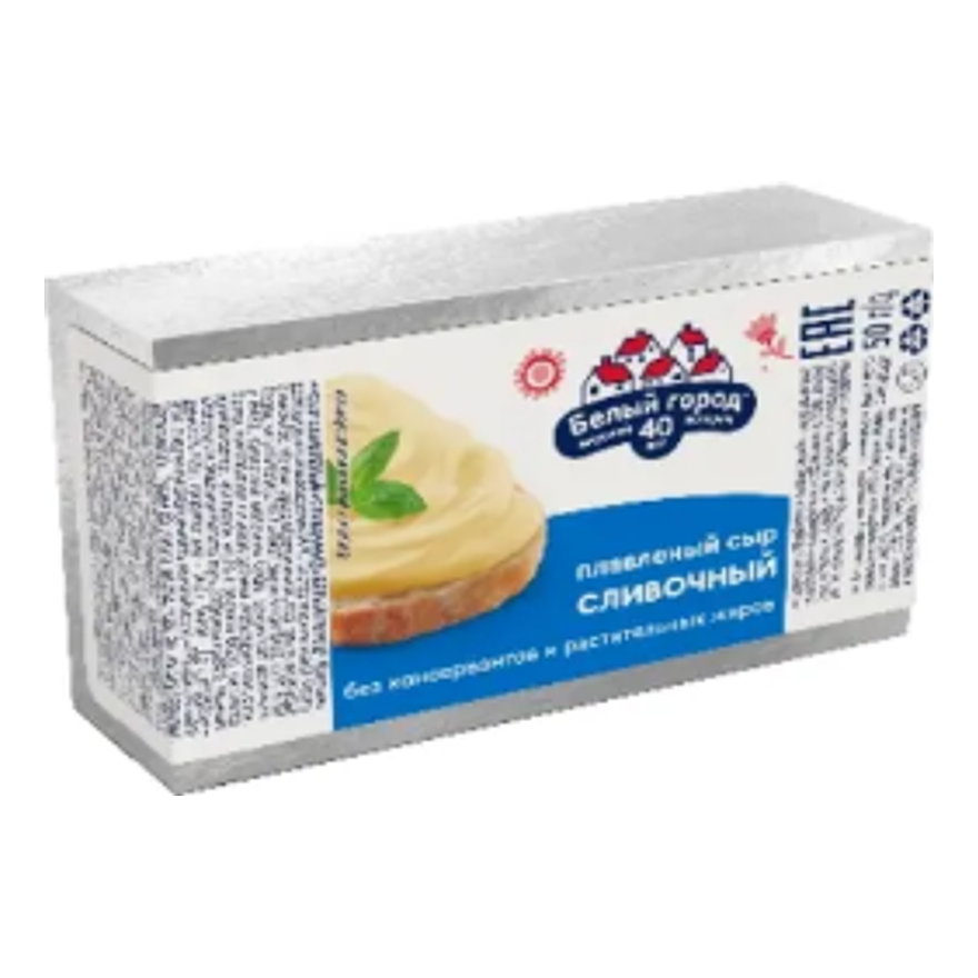 Фольгированный брикет плавленого сыра Белый город Сливочный